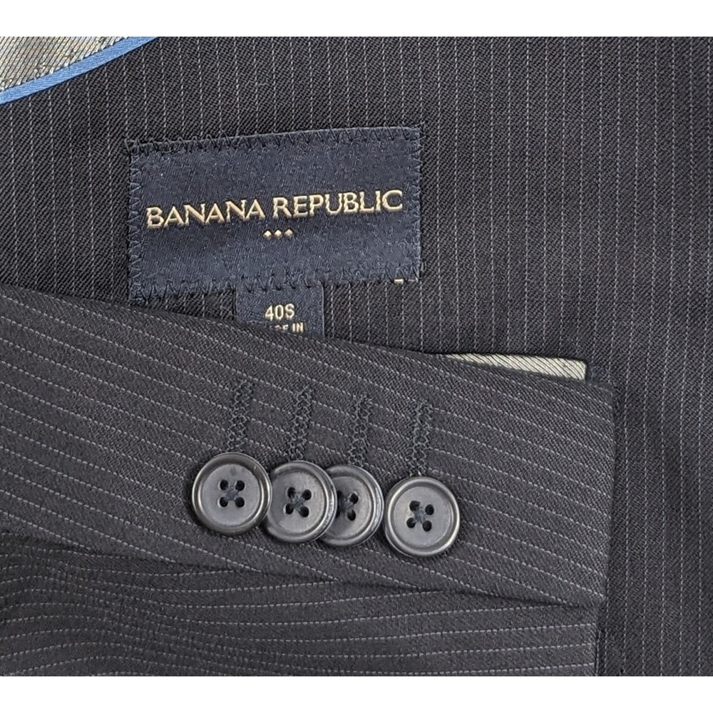 Banana Republic Jacket Dark Navy Blue Pin Stripe Wool Sport Coat Blazer‎  40S